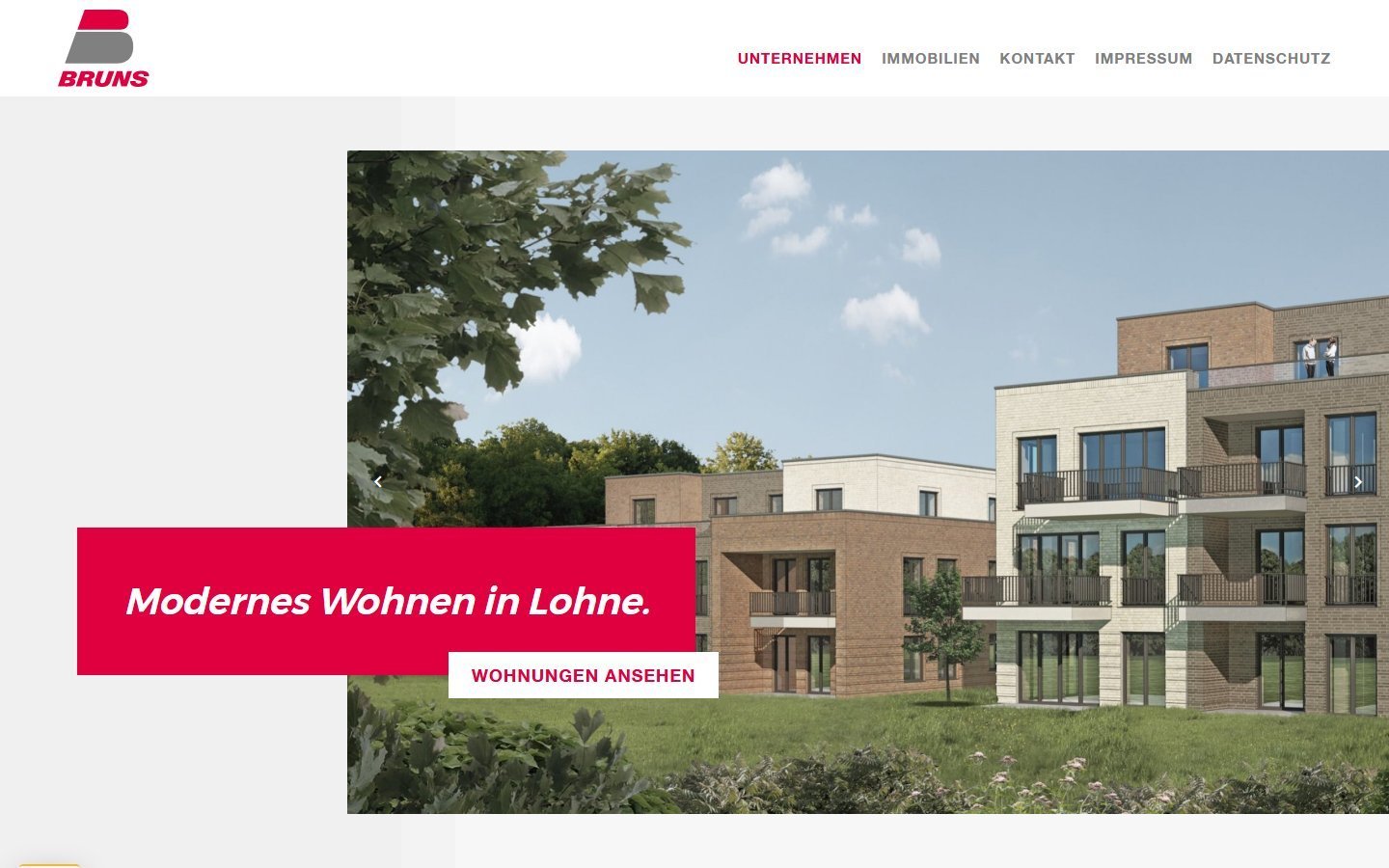 Desktop Screenshot der Website von: Bruns Immobilien