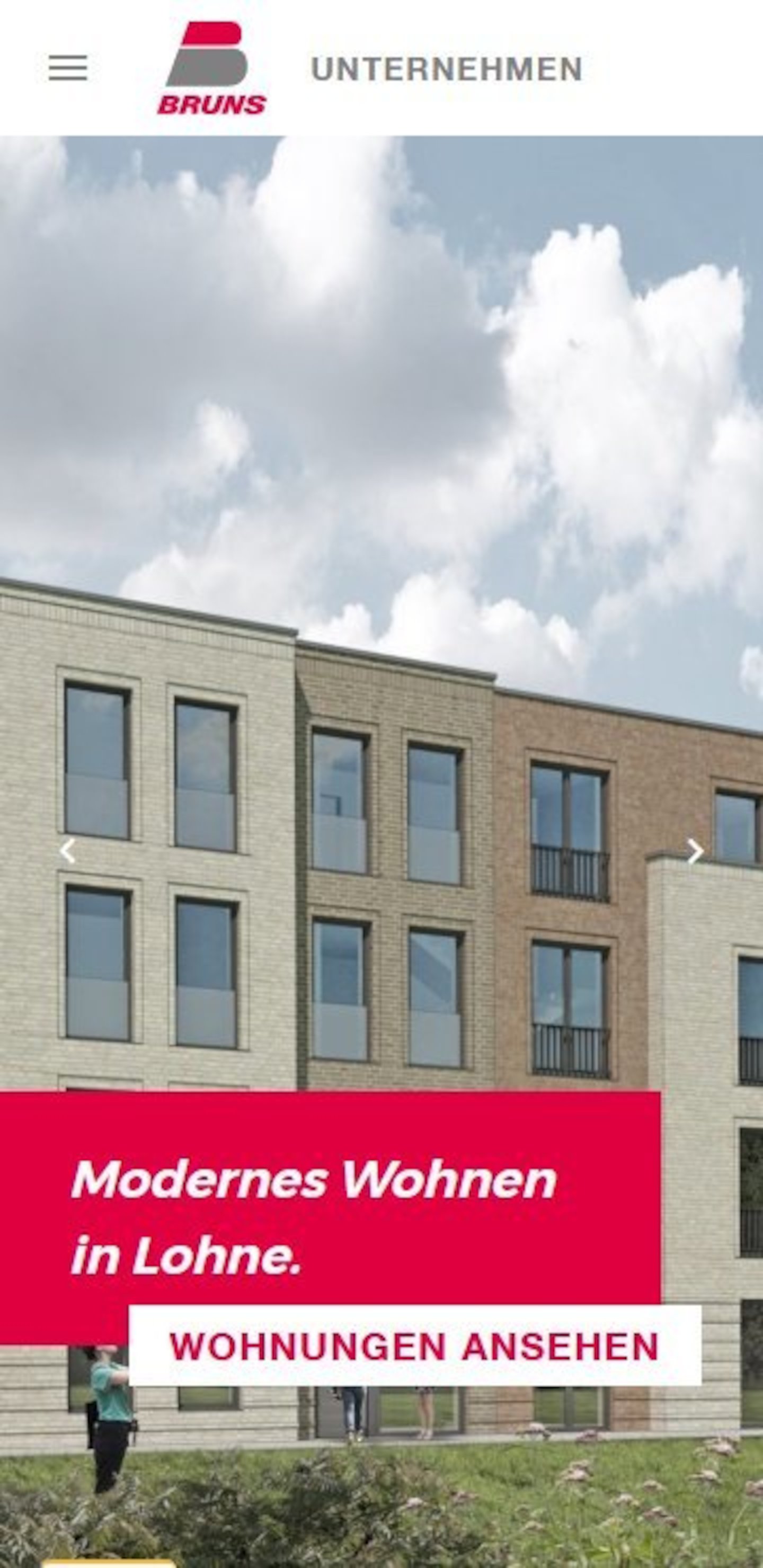 Smartphone Screenshot der Website von: Bruns Immobilien