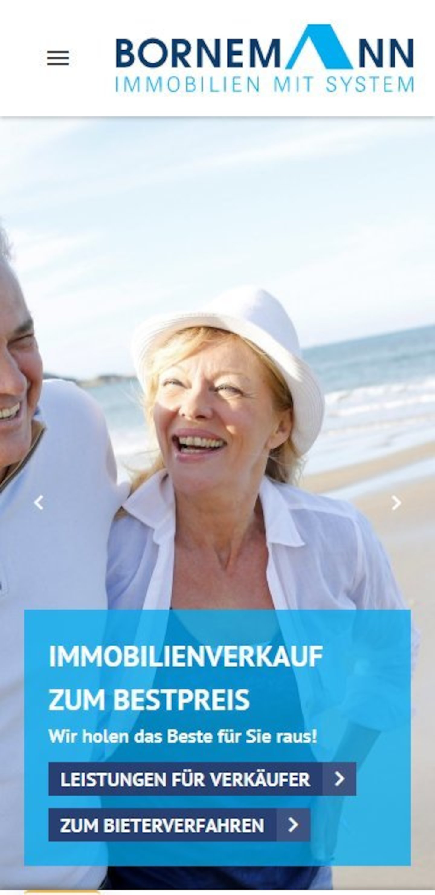 Smartphone Screenshot der Website von: Bornemann Immobilien