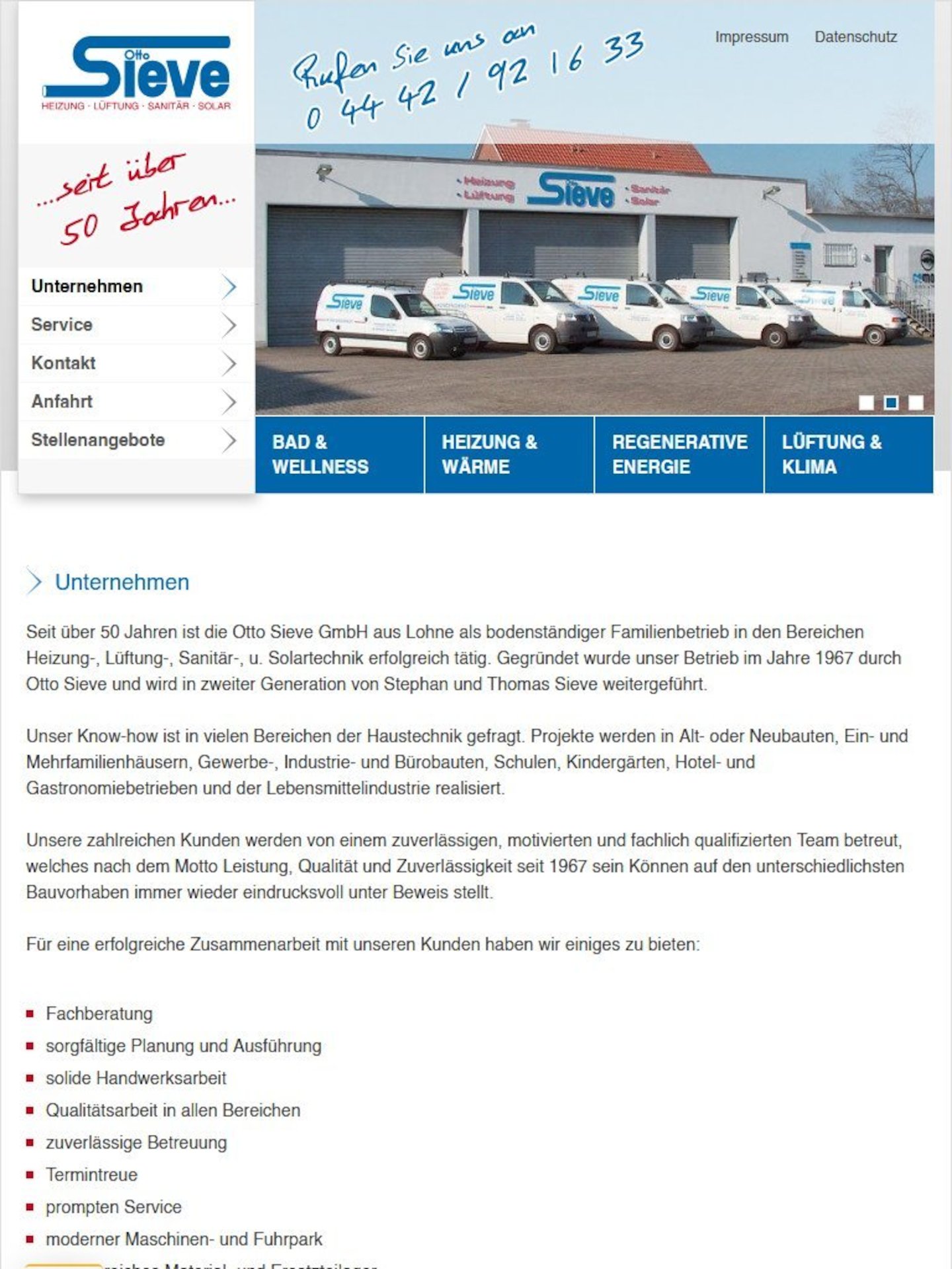 Tablet Screenshot der Website von: Otto Sieve GmbH