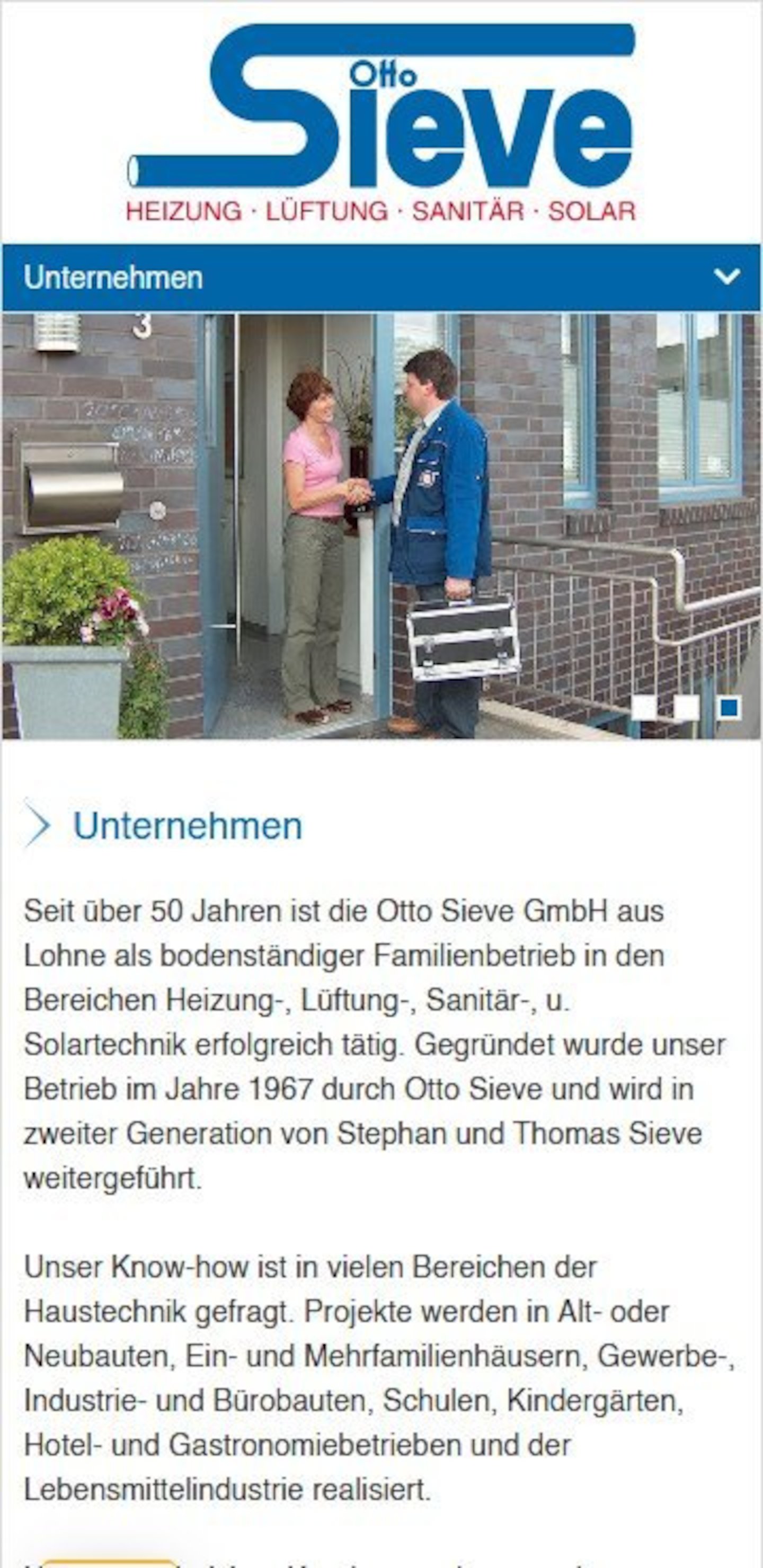 Smartphone Screenshot der Website von: Otto Sieve GmbH