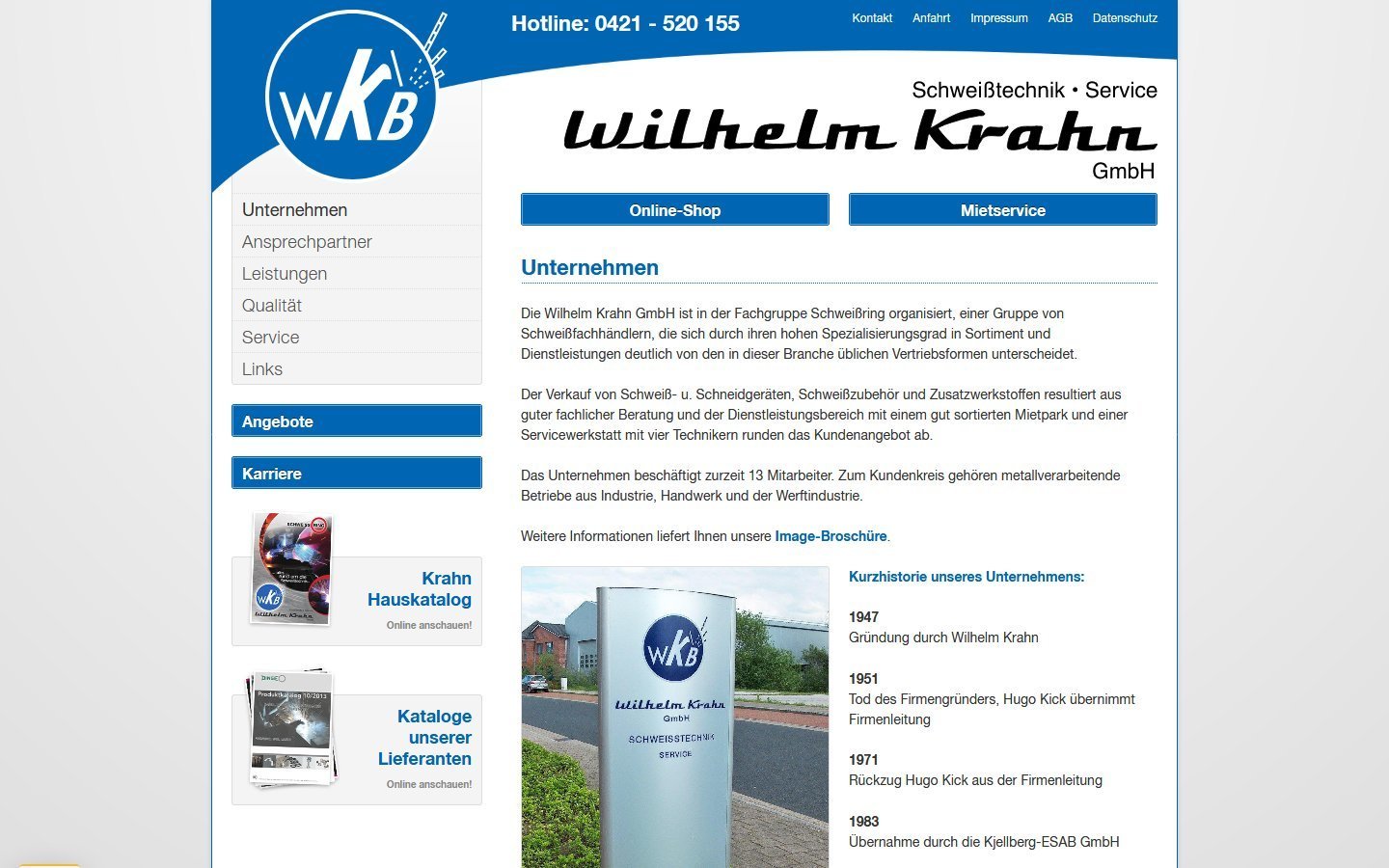Desktop Screenshot der Website von: Wilhelm Krahn GmbH