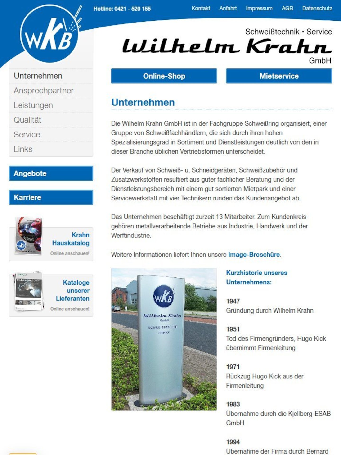 Tablet Screenshot der Website von: Wilhelm Krahn GmbH