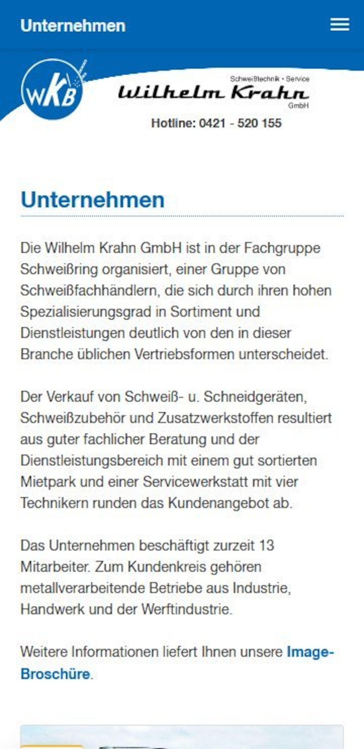 Smartphone Screenshot der Website von: Wilhelm Krahn GmbH