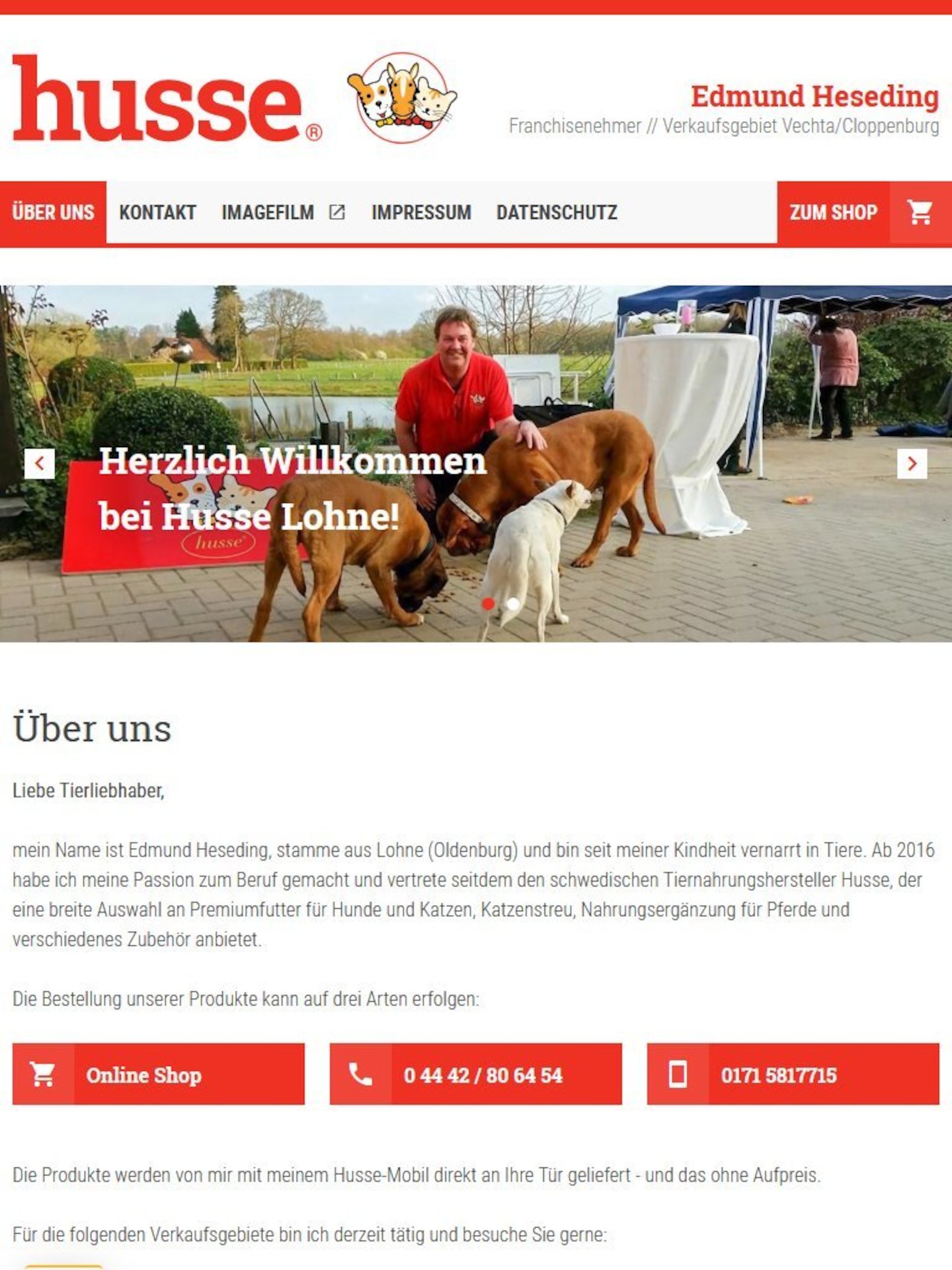 Tablet Screenshot der Website von: Husse Lohne