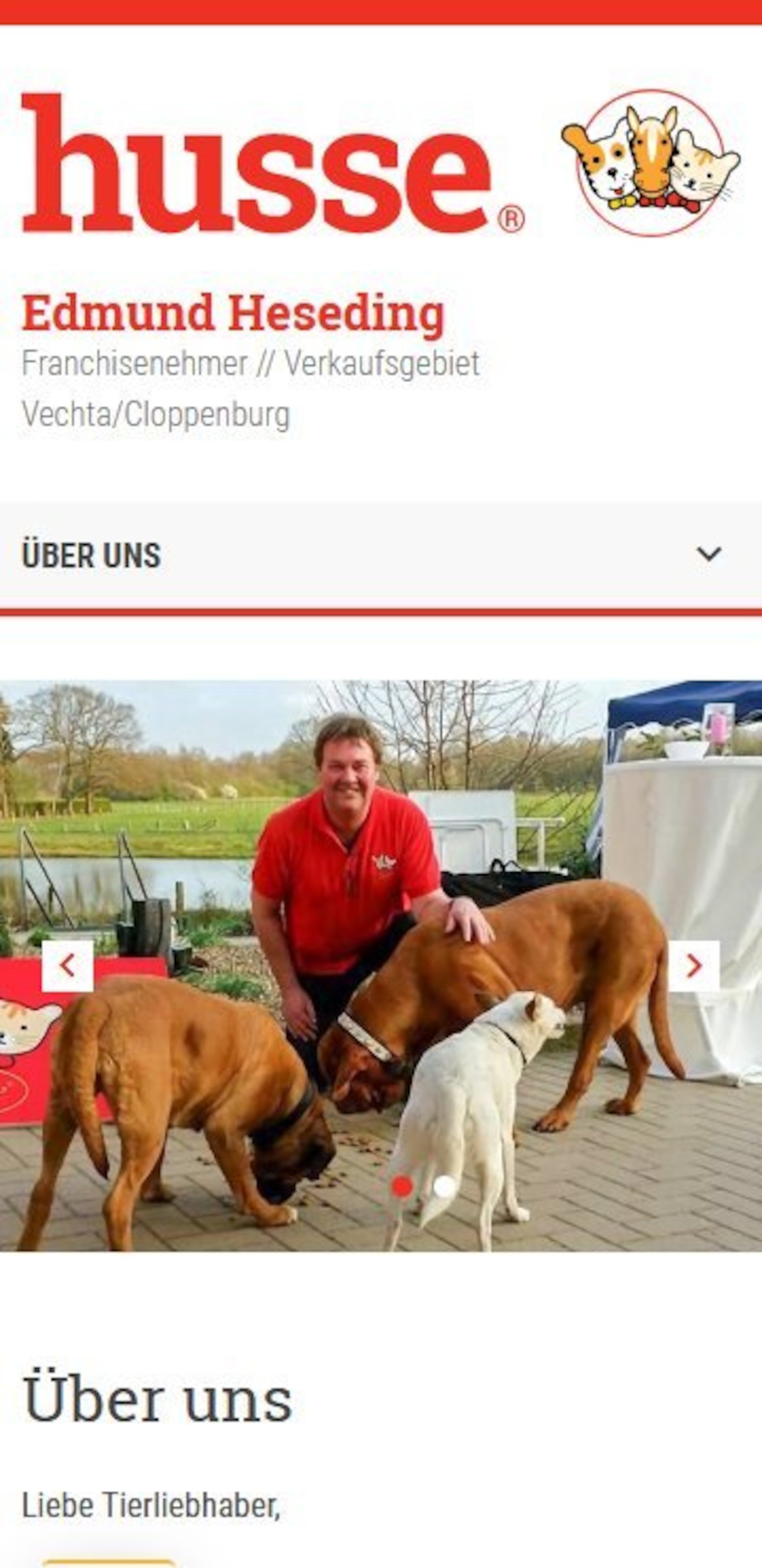Smartphone Screenshot der Website von: Husse Lohne