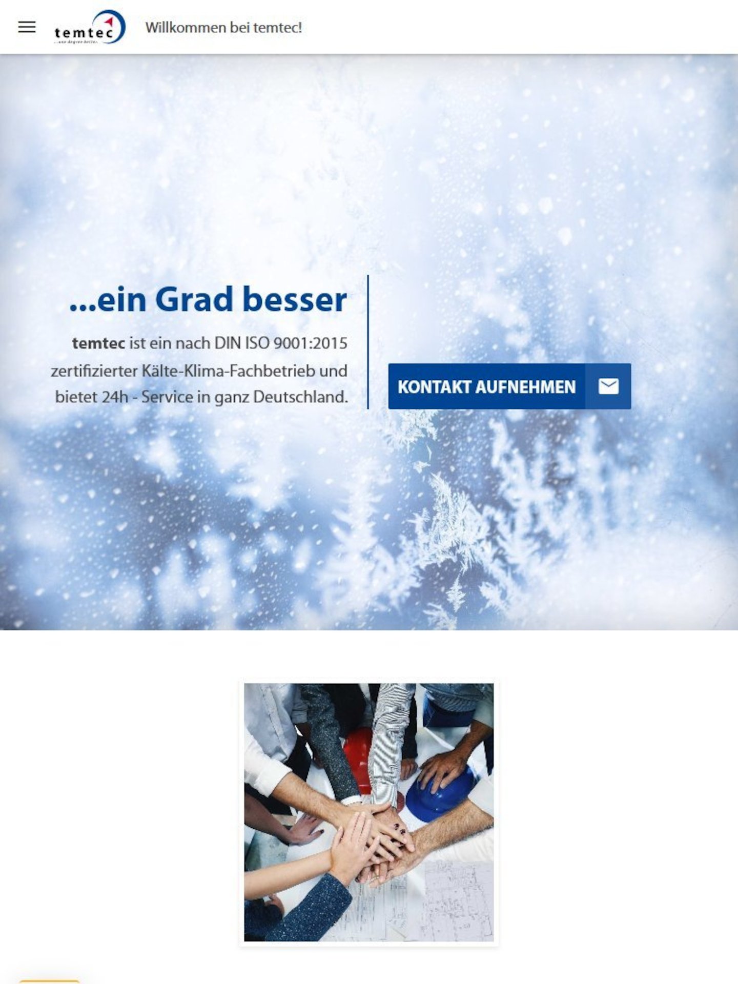 Tablet Screenshot der Website von: temtec Kälte-Klima GmbH