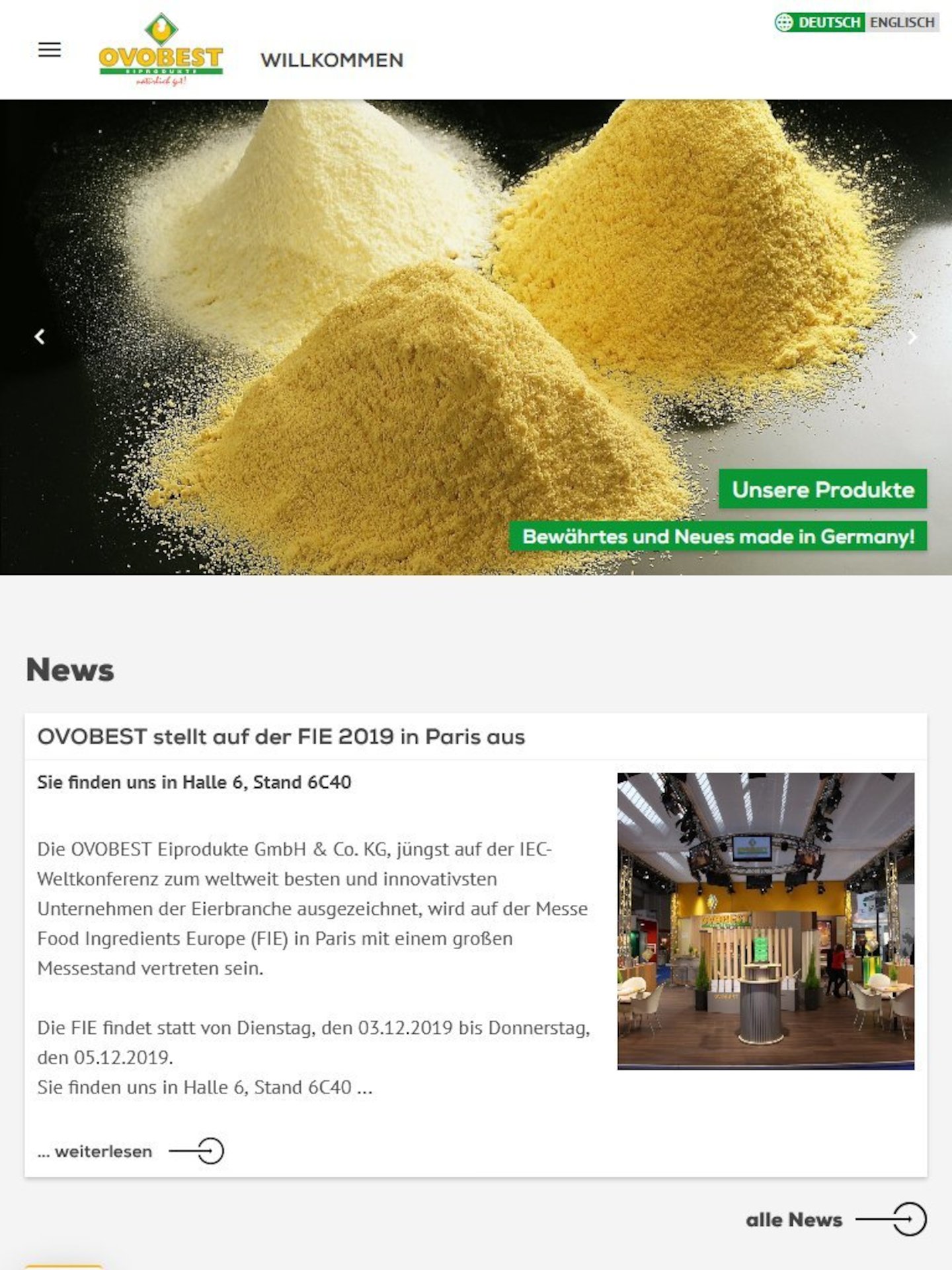 Tablet Screenshot der Website von: OVOBEST