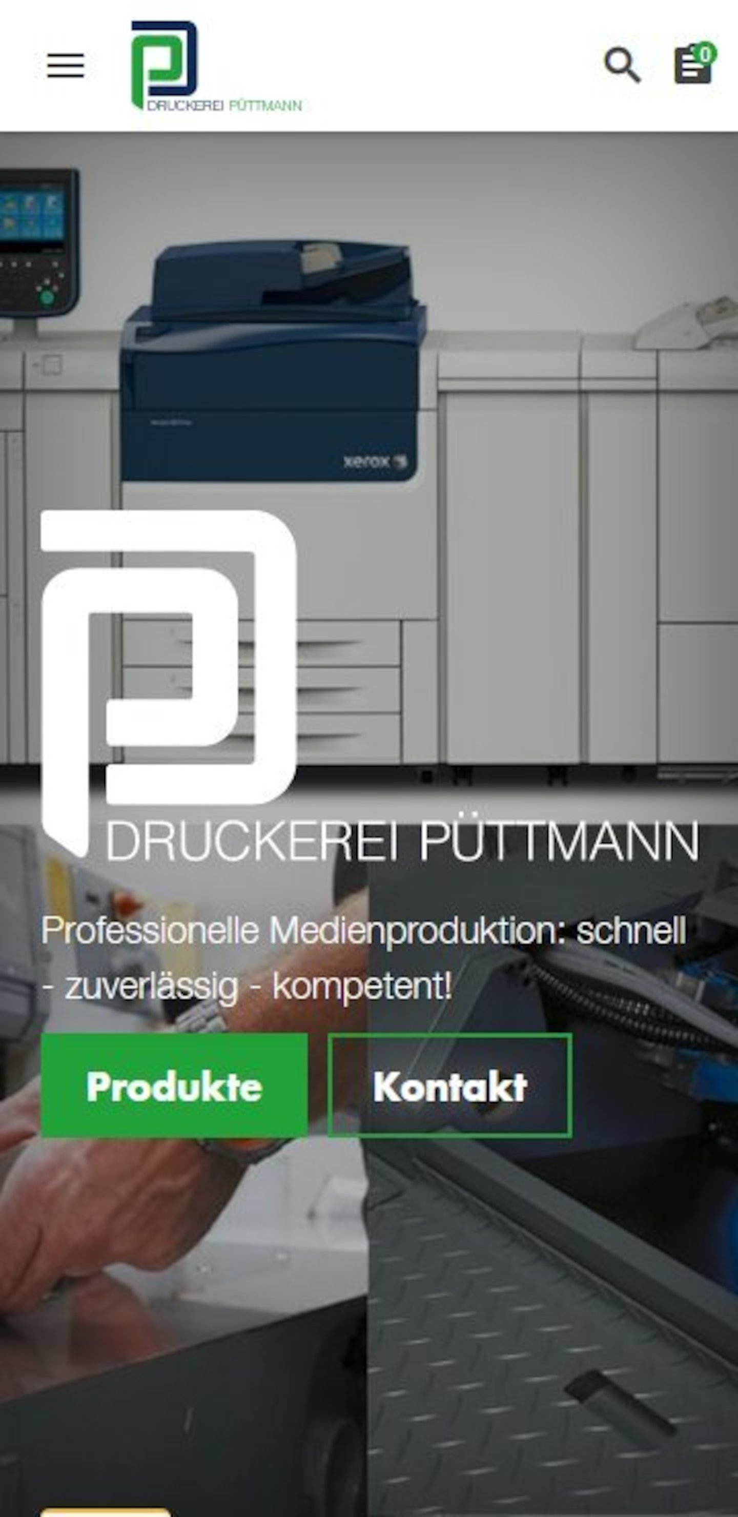Smartphone Screenshot der Website von: Druckerei Püttmann GmbH