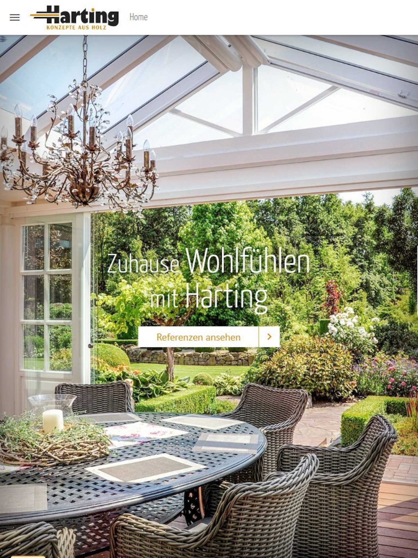 Tablet Screenshot der Website von: Tischlerei Harting GmbH